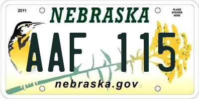 NE license plate AAF115