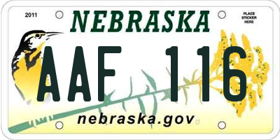 NE license plate AAF116
