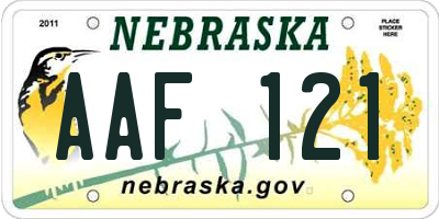 NE license plate AAF121