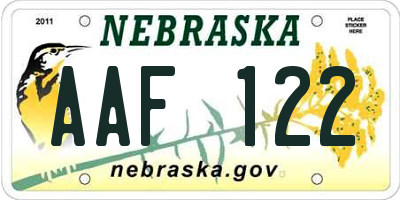 NE license plate AAF122
