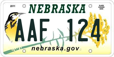NE license plate AAF124