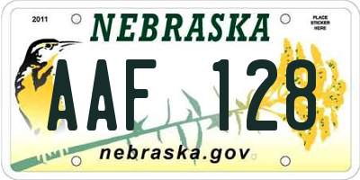 NE license plate AAF128