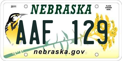 NE license plate AAF129