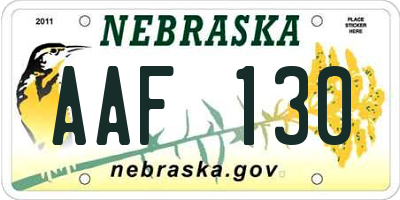 NE license plate AAF130