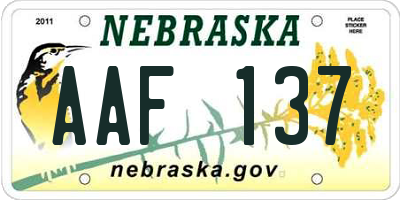 NE license plate AAF137