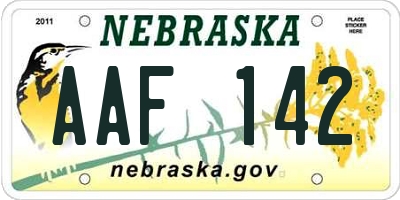 NE license plate AAF142