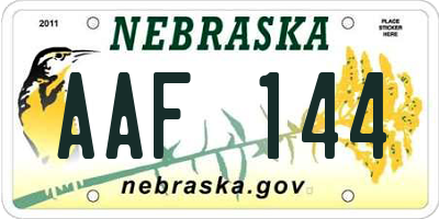 NE license plate AAF144