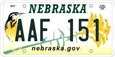 NE license plate AAF151