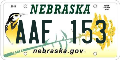 NE license plate AAF153