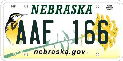 NE license plate AAF166