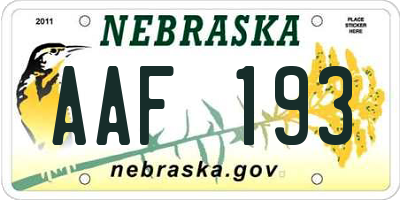 NE license plate AAF193