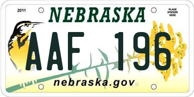 NE license plate AAF196