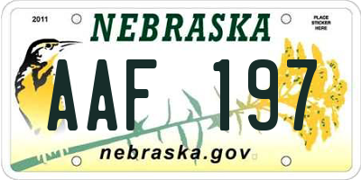 NE license plate AAF197