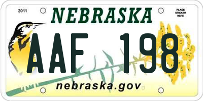 NE license plate AAF198