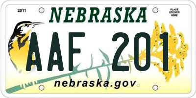 NE license plate AAF201
