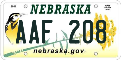 NE license plate AAF208