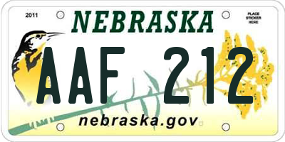 NE license plate AAF212