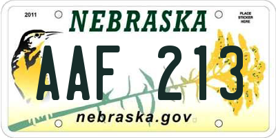 NE license plate AAF213