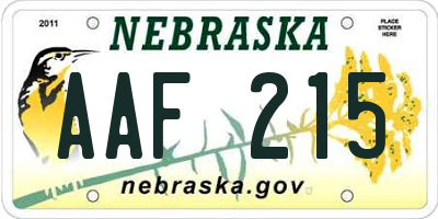 NE license plate AAF215