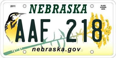 NE license plate AAF218