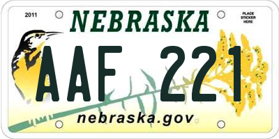 NE license plate AAF221