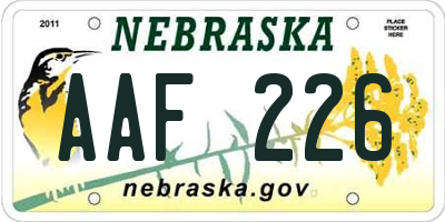 NE license plate AAF226