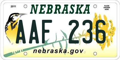 NE license plate AAF236