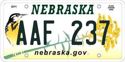 NE license plate AAF237