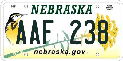 NE license plate AAF238