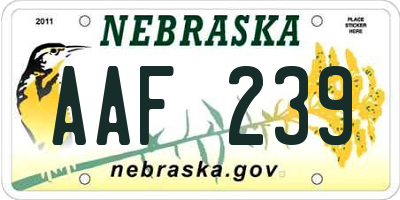 NE license plate AAF239