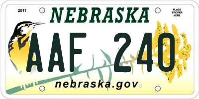 NE license plate AAF240