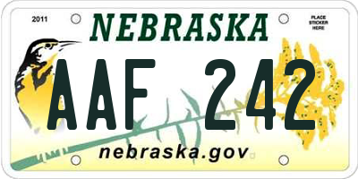 NE license plate AAF242