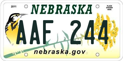 NE license plate AAF244