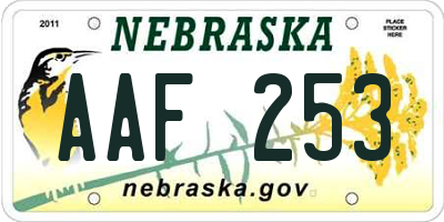 NE license plate AAF253