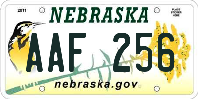 NE license plate AAF256