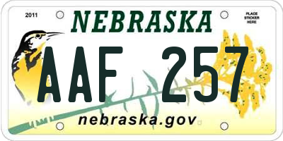 NE license plate AAF257