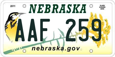 NE license plate AAF259