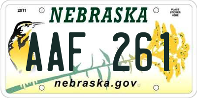 NE license plate AAF261
