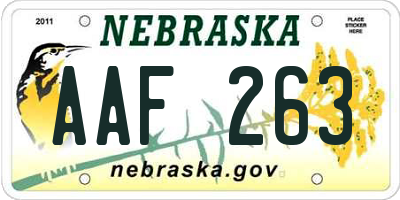 NE license plate AAF263