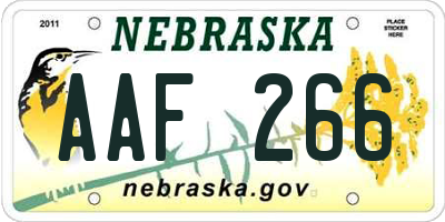 NE license plate AAF266