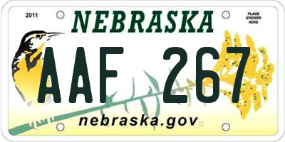 NE license plate AAF267