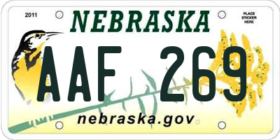 NE license plate AAF269