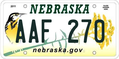 NE license plate AAF270