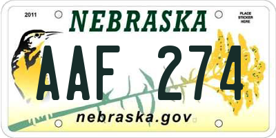 NE license plate AAF274