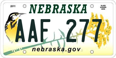 NE license plate AAF277
