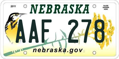 NE license plate AAF278