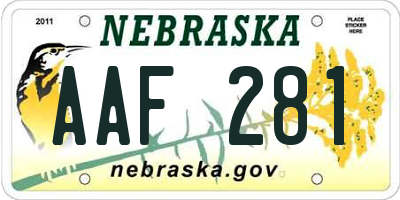 NE license plate AAF281