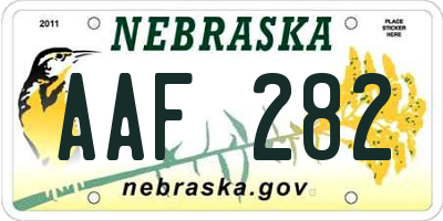 NE license plate AAF282