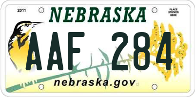 NE license plate AAF284