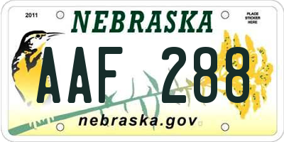 NE license plate AAF288